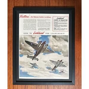 Framed 1941 Vintage Lockheed Ventura Print Ad Wall Art
